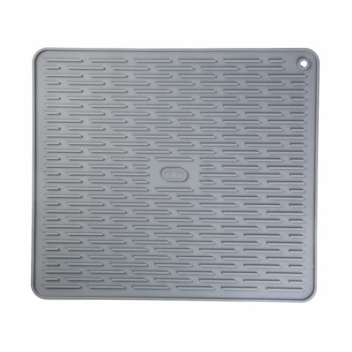IYYI Große Silikonabtropfmatten, schnell trocknende Silikonabtropfmatte, rutschfeste Abtropfmatte, hitzebeständige Spülbeckenmatte für die Küchenarbeitsplatte (40 * 45cm Dunkelgrau) von IYYI