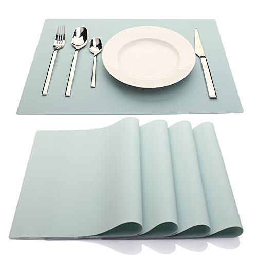 IYYI Silikon Tischsets,Tischsets für Kinder,Tischsets für Esstisch,wasserdichte hitzebeständige rutschfeste Küche Leicht zu reinigen,4er-Set (Blau) von IYYI