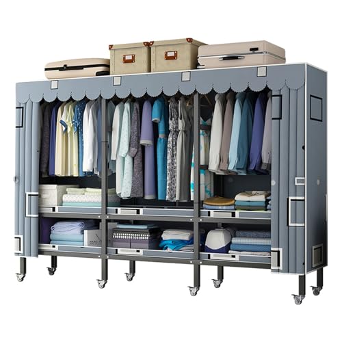 IZFRQMGL Kleiderschrank, faltbar, für Schlafzimmer, Aufbewahrungsschrank mit Türen, Stoff-Kleiderschrank zum Aufhängen von Kleidung, tragbarer Metallschrank, wasserdicht, 190 x 50 x 175 cm von IZFRQMGL