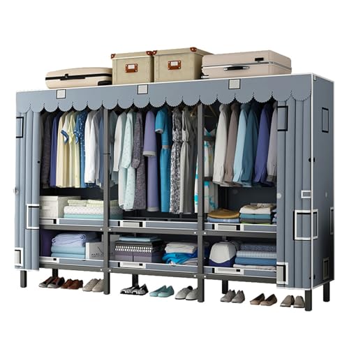 IZFRQMGL Kleiderschrank, faltbar, für Schlafzimmer, Aufbewahrungsschrank mit Türen, Stoff-Kleiderschrank zum Aufhängen von Kleidung, tragbarer Metallschrank, wasserdicht, 190 x 50 x 175 cm von IZFRQMGL