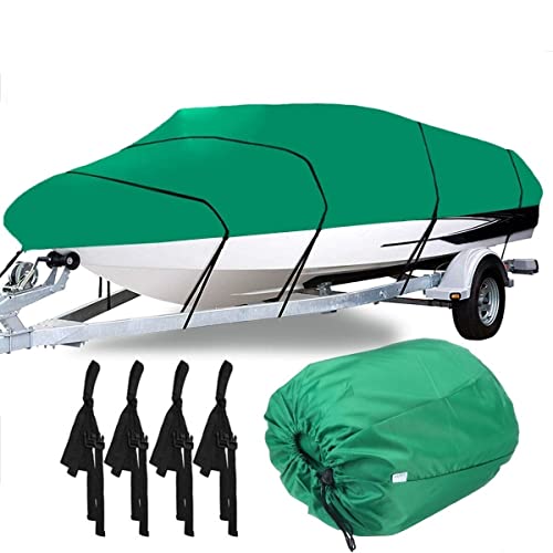 IZHAOGJING Bootsplane, Abdeckplanen Für Boote 11-22FT GRÜNE HAUBLICHE Boot ABDECKE FISCHENSCHLIESSCHLAUBEN 210D wasserdicht Anti Uv. Marine Anlager V-Hull-Schutzleinwand(600x300cm 17-19ft) von IZHAOGJING