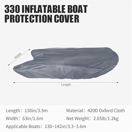 IZHAOGJING Bootsplane, Abdeckplanen Für Boote 420D Marine Grade Anti-fade und reißfeste Gummi-Bootsabdeckung Sonnenschutz Schlauchbootabdeckung Silber Bootsabdeckung(330) von IZHAOGJING