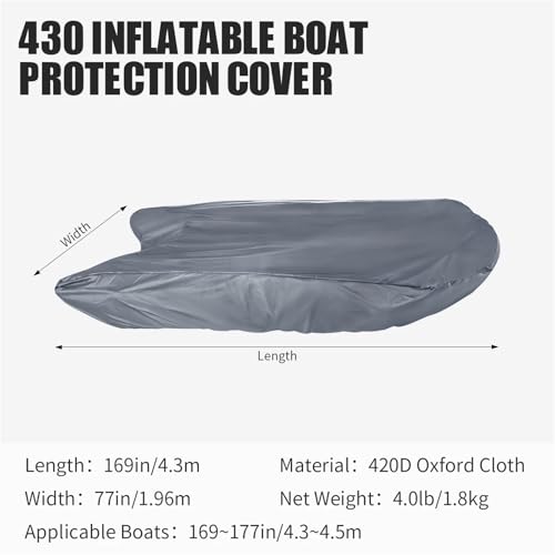 IZHAOGJING Bootsplane, Abdeckplanen Für Boote 420D Marine Grade Anti-fade und reißfeste Gummi-Bootsabdeckung Sonnenschutz Schlauchbootabdeckung Silber Bootsabdeckung(430) von IZHAOGJING