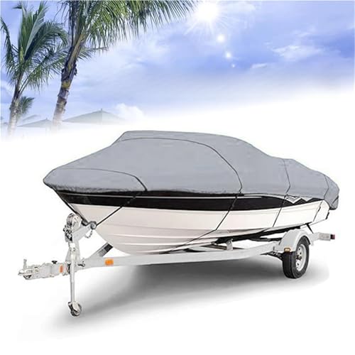IZHAOGJING Bootsplane, Abdeckplanen Für Boote Bootsabdeckung Yacht Outdoor-Schutz wasserdichte Oxford-Gewebe Anti-Smashing Reißfest Silber Reflektierend 300D 11-22FT(14-16FT) von IZHAOGJING