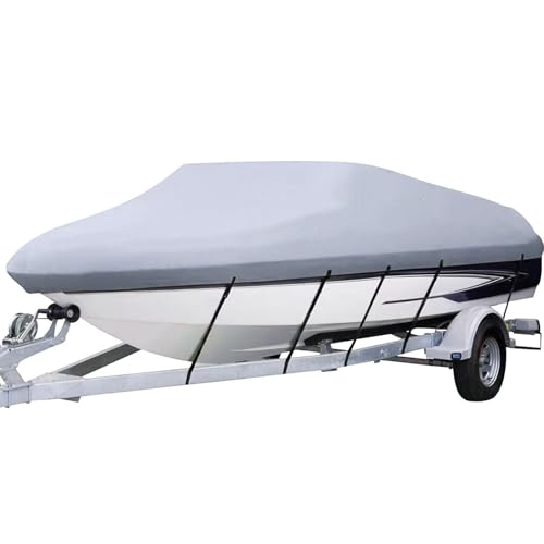 IZHAOGJING Bootsplane, Abdeckplanen Für Boote wasserdichte Bootsabdeckung 17'-19' Trailerbare Strahlbreite bis zu 90" v 210D Marine Grade Polyester Liegeplatzabdeckung for V-Rumpf-Boot von IZHAOGJING