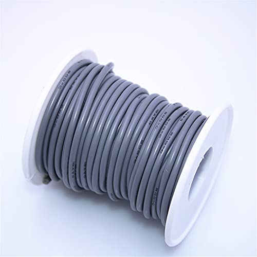 IZHAOGJING Silikonkabel, Elektrokabel 10 Meter / 50 Meter flexibel Hochtemperaturbeständiger Silikondraht 12AWG 13 14 15 16 17 18 20 22 Silikonkabel(Gray,50M_28 AWG) von IZHAOGJING
