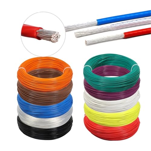 IZHAOGJING Silikonkabel, Elektrokabel 10 m elektronisches Kabel, versilbert, FEP-isoliert, hohe Reinheit, 0,05 0,08 0,12 0,2 0,35 0,5 1 2 4 6 10 mm, HiFi-Signal-Kupferkabel(Yellow,0.75MM2_10 Meter) von IZHAOGJING