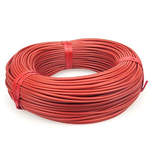 IZHAOGJING Silikonkabel, Elektrokabel 12K 33OHM Kohlefaser Heizkabel Fußbodenheizung Draht Elektrische Hotline Nichttoxisches geruchsneutrales Warmheizkabel(Red,50m) von IZHAOGJING