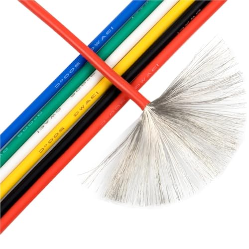 IZHAOGJING Silikonkabel, Elektrokabel 15 mt/los Wärme-beständig Weiche Elektrische Silikon Draht Kabel UL3239 8 10 12 14 16 18 20 22 24 26 28 30 AWG(White,5M_14 AWG) von IZHAOGJING