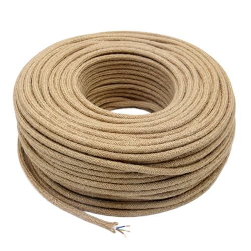 IZHAOGJING Silikonkabel, Elektrokabel 2 Kern 3 Kern Vintage Hanf Seil Elektrische Drahtgewebe Geflochtene Kabel Retro Pendelleuchte Schnur(2 core,20m) von IZHAOGJING