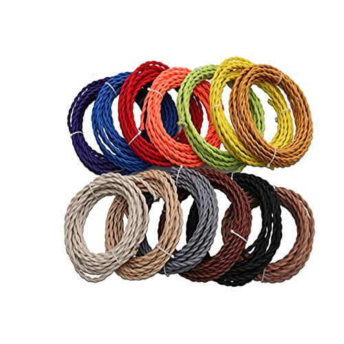 IZHAOGJING Silikonkabel, Elektrokabel 2 Teile / 2x0.75 Vintage elektrische Seildraht drehte Kabel Retro geflochtene Stoff DIY Pendelleuchte Schnur(Yellow,2m) von IZHAOGJING