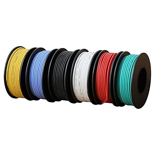 IZHAOGJING Silikonkabel, Elektrokabel 26/24/22/18 AWG Flexibles Silikonsträngungsdraht Kabelkabel 6 Farbmix-Paket Elektrische Kabelkupferlinie für DIY(22 AWG 60M) von IZHAOGJING