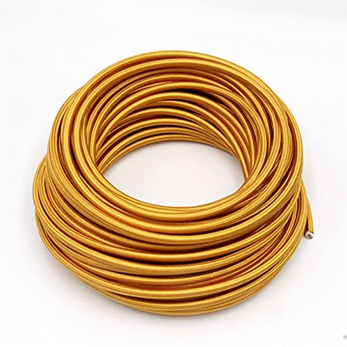 IZHAOGJING Silikonkabel, Elektrokabel 3 Kern 0,75 mm2 Gewebe Tuch Bedecktes Kabel Vintage Lichtkabel 3 Draht Elektrische Draht Textil Flexibles Netzkabel(Gold,10m) von IZHAOGJING
