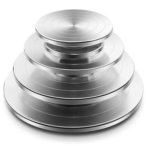IZHAOGJING TöPferscheibe, Drehscheibe TöPfern 11-30CM Töpferscheibe Drehteller Aluminium Töpferkuchenständer, Schuldrehplatte for Keramikhandwerk Tonwerkzeuge Kuchendrehteller(25CM) von IZHAOGJING