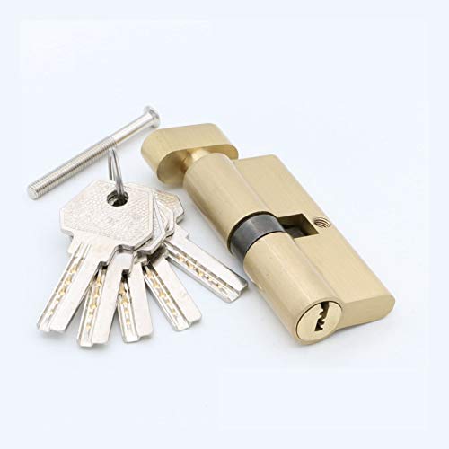 Schließzylinder, Zylinderschloss Tür Hardware Security 70 75MM Gold-Zylinder-Innenraum Türschloss Zunge Druckschleuse Griffarretierung Schlüssel Messing Kupfer-Verschluss(DY70MM 3S SK) von IZHAOGJING