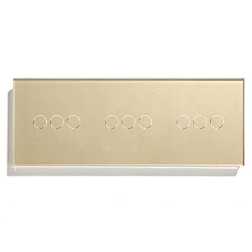 Touch Lichtschalter, Lichtschalter Touch Berühren Sie Lichtschalter Glasplatte Berührungssensor Wandschalter 9Gang 1way Schalter Dark Blacklight Weiß Schwarz Goldene 300W(Golden 9Gang) von IZHAOGJING