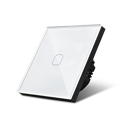 Touch Lichtschalter, Lichtschalter Touch Berührungssensor-Schalter Standard 220V Glasplatte Lampe Berührungsschalter 1/2/3 Gang Light Wall Touchscreen Switches(1 Gang 1 Way White) von IZHAOGJING