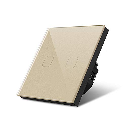 Touch Lichtschalter, Lichtschalter Touch Berührungssensor-Schalter Standard 220V Glasplatte Lampe Berührungsschalter 1/2/3 Gang Light Wall Touchscreen Switches(2 Gang 1 Way Glod) von IZHAOGJING