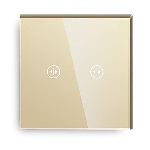 Touch Lichtschalter, Lichtschalter Touch Berührungsvorhang Wandschalter Home Power Elektrischer Vorhang Motor Weiß Schwarz Gold Hintergrundbeleuchtung Touchscreen-Schalter(Gold) von IZHAOGJING