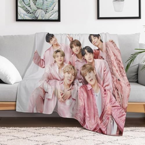 IZIWDORW BTS Warme Plüschdecke für Reisen, Outdoor, Winter, Sofa, Entspannung, faltbar, Samt, weiche Haptik von IZIWDORW