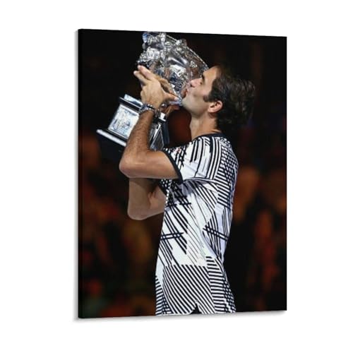IZIWDORW Roger Federer atemberaubender Wandkunst, gerahmter Leinwanddruck mit glänzender Oberfläche, hohe Klarheit für ein stilvolles Wohnambiente von IZIWDORW