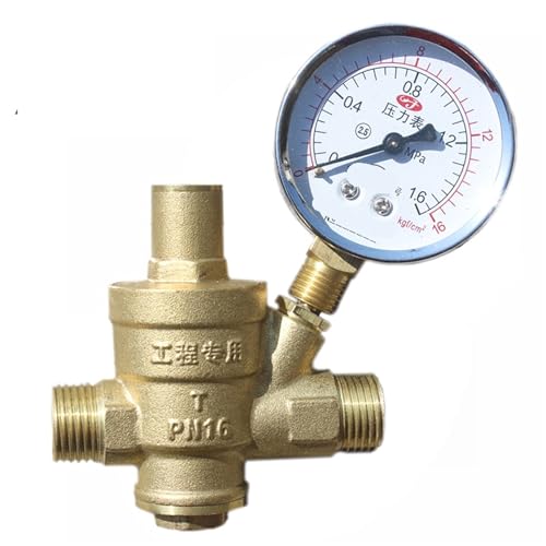 1/2 Zoll einstellbares Wasserreduzierventil Außengewinde Messing Manometer Regler Ventile 1Pcs(Valve with Gauge) von IZNIDUGK
