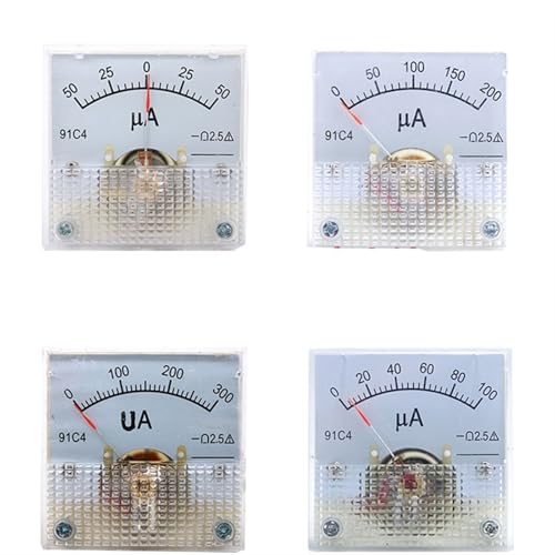 DC-Mikroamperemeter 91c4 50-100uA Rechteckiges analoges Panel-Amperemeter Messgerät Amperemeter 45x45mm 1 Stücke(300UA) von IZNIDUGK