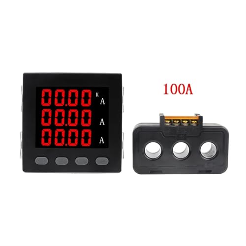 Dreiphasiges LED-Amperemeter 96 * 96 mm Digitalanzeige Panel Meter mit Stromwandler 1 Stücke(Meter with 100A CT) von IZNIDUGK