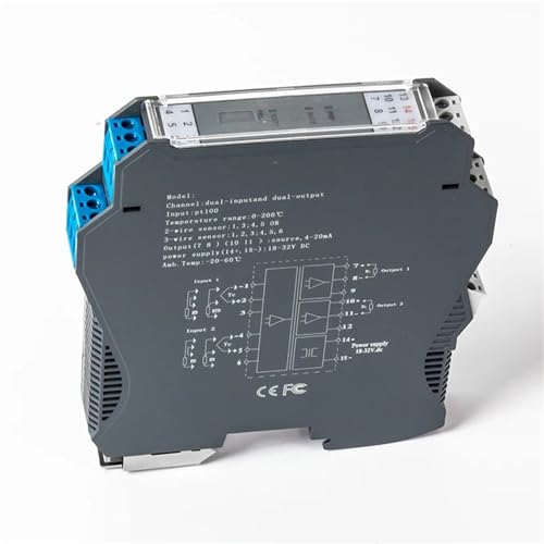 Temperatursender PT100 RTD AC220V 4-20mA 35MM DIN montiert 1 in 1 Out 200 Grad 100 Grad 1 Stück (0-100C 0-10VAC220V) von IZNIDUGK