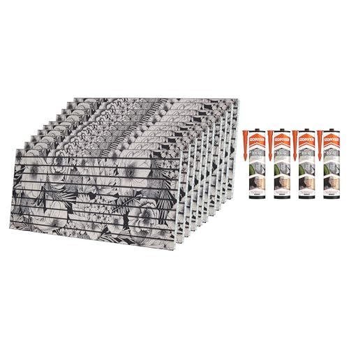 10x Wandpaneele + 4 Kleber – 3D Styropor 50x100cm – Wandpaneele Mit Blumenmotiv – Akustikpaneele Holz Stil – Zimmer Deko & Küchenrückwand Alternative von IZODEKOR