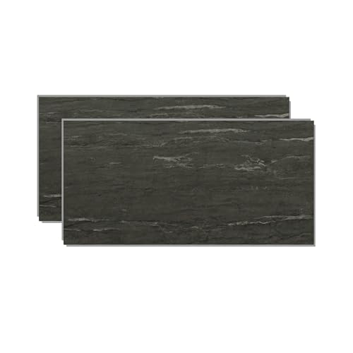 IZODEKOR – SPC Wandpaneele Betonoptik & Natursteinoptik Dunkelgrau 60x120cm – 2 Stück – Wasserfest, Hitzebeständig Spritzschutz – PVC Wandpaneele für Küche & Bad - Kohleschwarz von IZODEKOR