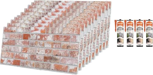 IZODEKOR Wandverkleidung Steinoptik Styropor 3D Wandpaneele - Verblender Steinoptik für Küche, Balkon, Schlafzimmer, Wohnzimmer und Küchenrückwand | Steinhäuser (10x Paneele Mit 4x Montagekleber) von IZODEKOR