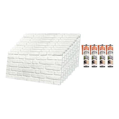 IZODEKOR Styropor 3D Wandpaneele Bausatz - Wandverkleidung mit Klebstoff Abdichten | Schneewittchen (10 x Stück Paneele & 4 x Klebstoff Abdichten enthalten) von IZODEKOR