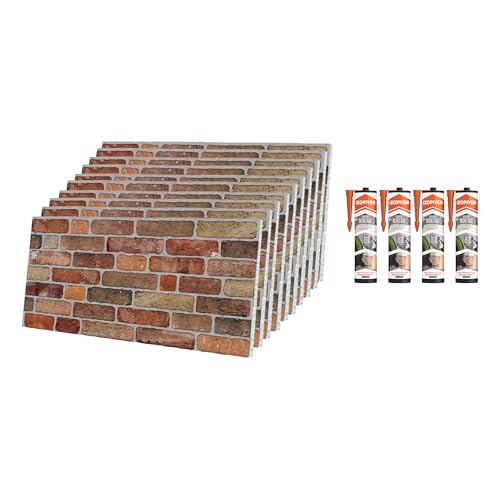 IZODEKOR | Wandverkleidung Steinoptik | 100x50x2 cm | 3D Effekt Wandpaneele Steinoptik für Küche und Wohnzimmer | Drinnen und draußen einsetzbar - 3D Wandpaneele | 10 Stück mit Montagekleber von IZODEKOR