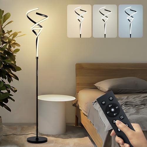 IZOWE Stehlampe Fackel Moderne LED Stehlampen 3 Farbtemperaturen Stufenlos Stehlampe Dimmbar Magnetische Fernbedienung mit Tastschalter Stehleuchte Wohnzimmer Leuchtzeit Intelligente von IZOWE