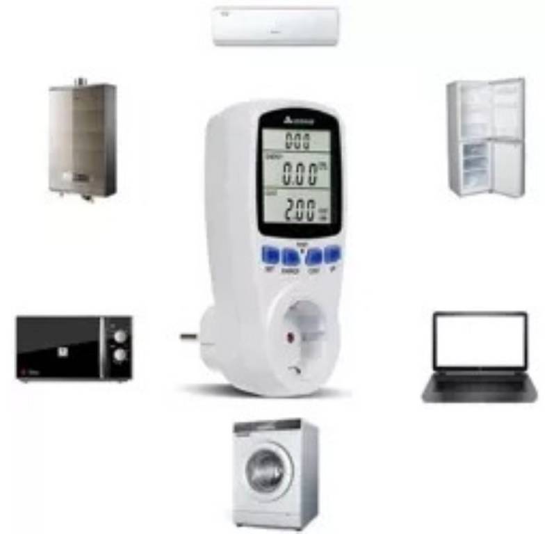 IZOXIS Energiekostenmessgerät Strommessgerät Digitaler Energieverbrauchszähler mit Überlastalarm, Stromverbrauchzähler, 1x Energiekostenmessgerät mit Klarem LCD Display, Stromverbrauchsmessung, klares LCD, Überlastalarm von IZOXIS
