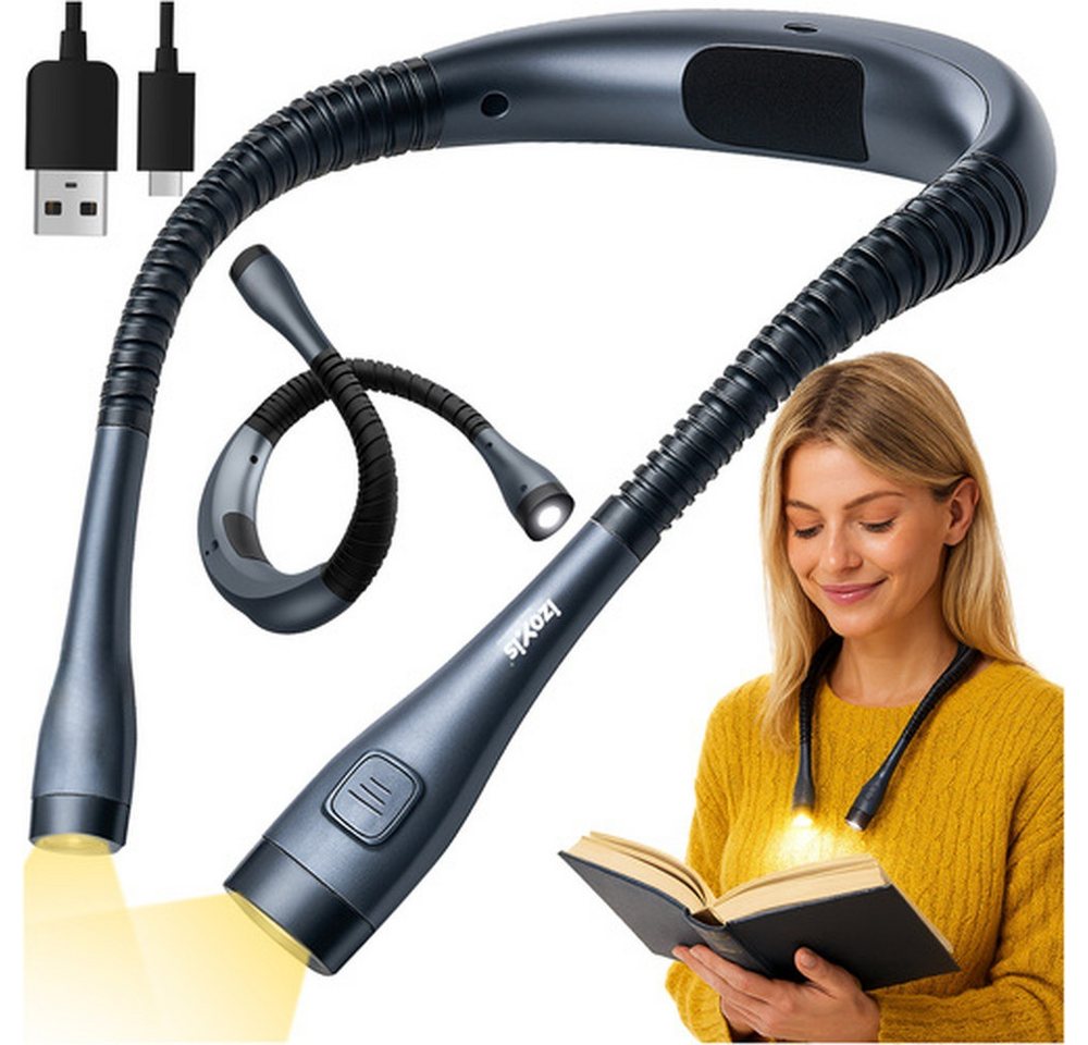 IZOXIS LED Leselampe Halsleselampe Nacht-LED-Taschenlampe, leuchtet, LED fest integriert, Tageslichtweiß, inklusive Helligkeitsanpassung und Lichtfarbwechsel von IZOXIS