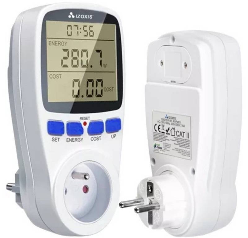 IZOXIS Stromverbrauchszähler Verbrauchsmesser Wattmeter, Spar-Set, 1-tlg., praktisch sparend, Misst den Energieverbrauch von IZOXIS