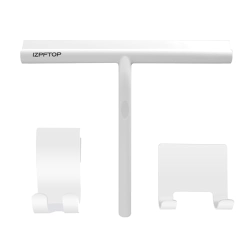 IZPFTOP Rasqueta limpiacristales ducha con 2 ganchos - limpia mamparas ducha cristal silicona - limpia cristales ducha multiusos para cocina, espejos, coches y cristales (Weiß, 11inch) von IZPFTOP