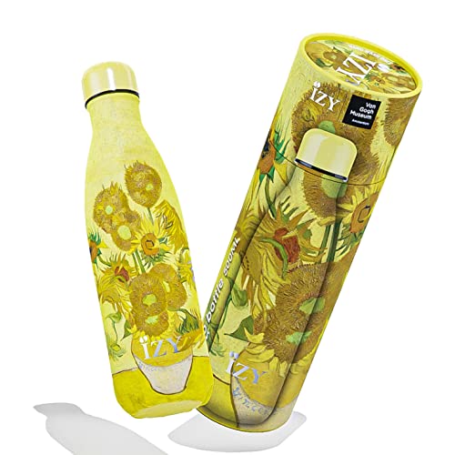 IZY Trinkflasche, Van Gogh, Sonnenblumen, Wasserspende, Thermoskanne, Wasserflasche, Thermobecher, BPA-frei, Trinkflasche aus rostfreiem Stahl, Heiß oder kalt für 12 Stunden, 500 ml von IZY Bottles