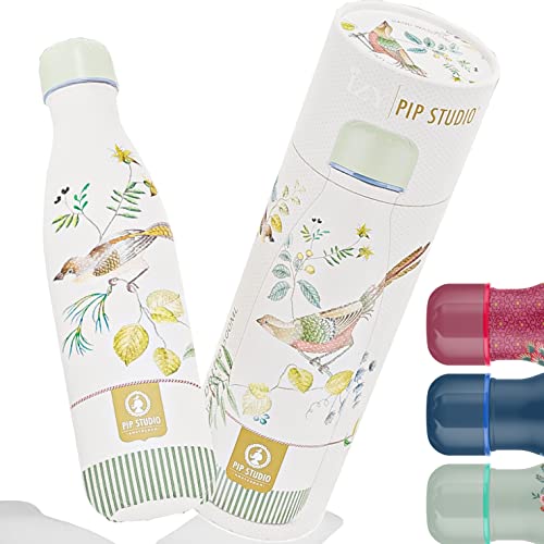 IZY Trinkflasche, Pip Studio, Little Birds Weiß, Wasserspende, Thermoskanne, Wasserflasche, Thermobecher, BPA-frei, Trinkflasche aus rostfreiem Stahl, Heiß oder kalt für 12 Stunden, 500 ml von IZY Bottles