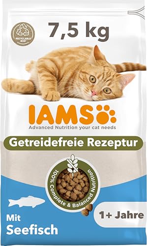 IAMS Katzenfutter getreidefrei mit Fisch - Trockenfutter für ausgewachsene Katzen ab 1 Jahr, 7,5 kg von Iams