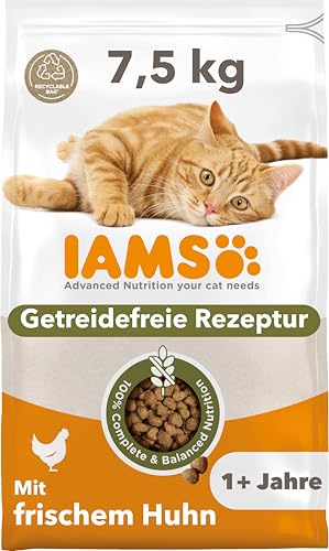IAMS Katzenfutter getreidefrei mit Huhn - Trockenfutter für ausgewachsene Katzen ab 1 Jahr, 7,5 kg von Iams