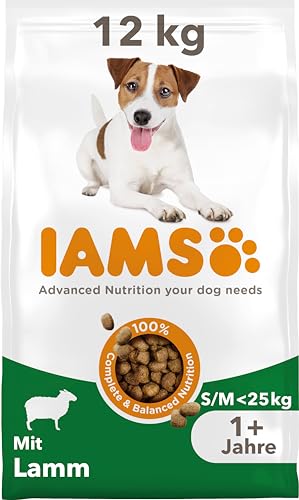 IAMS Hundefutter trocken mit Lamm - Trockenfutter für erwachsene Hunde ab 1 Jahr, geeignet für kleine & mittelgroße Hunde, 12 kg von IAMS