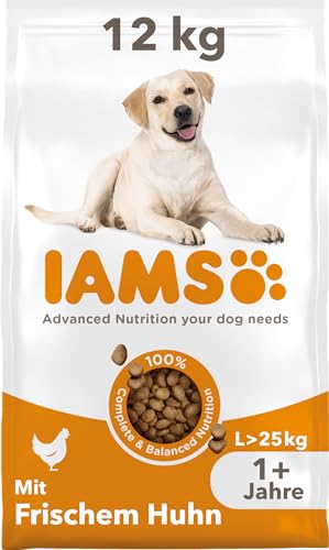 Iams Hundefutter trocken mit Huhn - Trockenfutter für Erwachsene Hunde ab 1 Jahr, geeignet für große Hunde, 12 kg von Iams