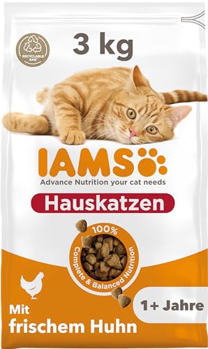 IAMS Indoor Katzenfutter trocken mit Huhn - Trockenfutter für Hauskatzen ab 1 Jahr, 3 kg von IAMS