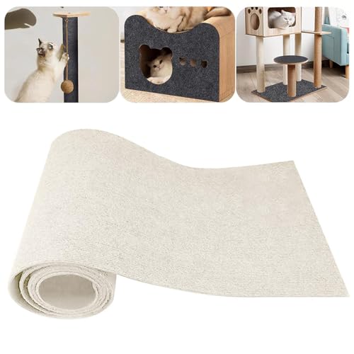 200cmx40cm Kratzmatte Katze, Kratzschutz Sofa Katze, Kratzmatte Selbstklebend, Kratzbrett Katzen, Zuschneidbarer Selbstklebender Teppich, Kratzschutz Wand für Türen Anti Kratz Folie (Beige) von Ianulus