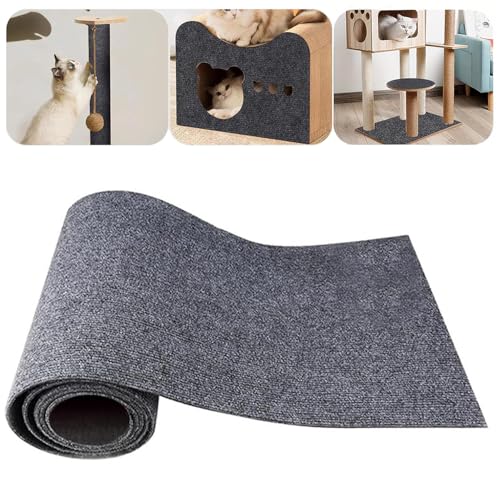 200cmx40cm Kratzmatte Katze, Kratzschutz Sofa Katze, Kratzmatte Selbstklebend, Kratzbrett Katzen, Zuschneidbarer Selbstklebender Teppich, Kratzschutz Wand für Türen Anti Kratz Folie (Hellgrau) von Ianulus