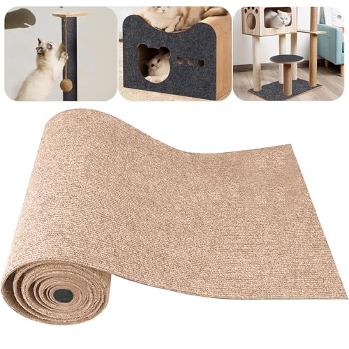 200cmx40cm Kratzmatte Katze, Kratzschutz Sofa Katze, Kratzmatte Selbstklebend, Kratzbrett Katzen, Zuschneidbarer Selbstklebender Teppich, Kratzschutz Wand für Türen Anti Kratz Folie (Khaki) von Ianulus