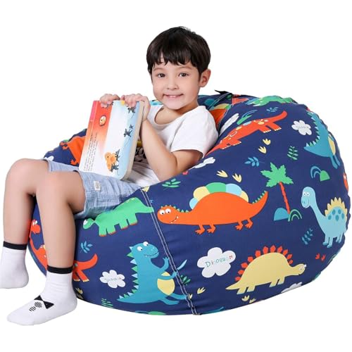 Beutel Spielzeugaufbewahrung, Sitzsack Sitzkissen Soft, Spielzeug Aufbewharungstasche, Plüsch Sitzsack Kissen, Bequem Langlebig, Toy Storage Bag (Cartoon Dinosaurier, 24in) von Ianulus